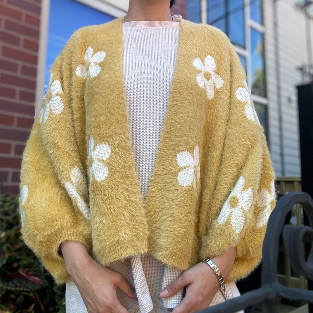 Incredibly soft yellow sunflower cardigan.